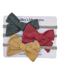3 - piece Linen Cotton Nylon Headband Set - Fall Festival product_type - Bailey's Blossoms