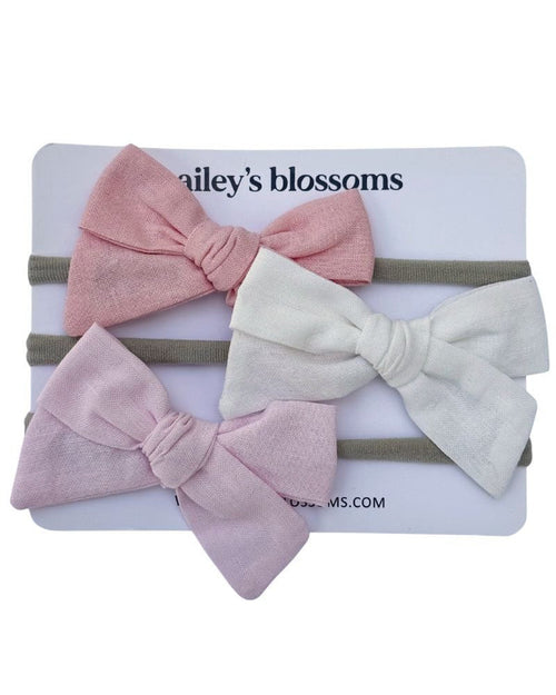 3 - piece Linen Cotton Nylon Headband Set - Rose Pink, White, Light Pink product_type - Bailey's Blossoms