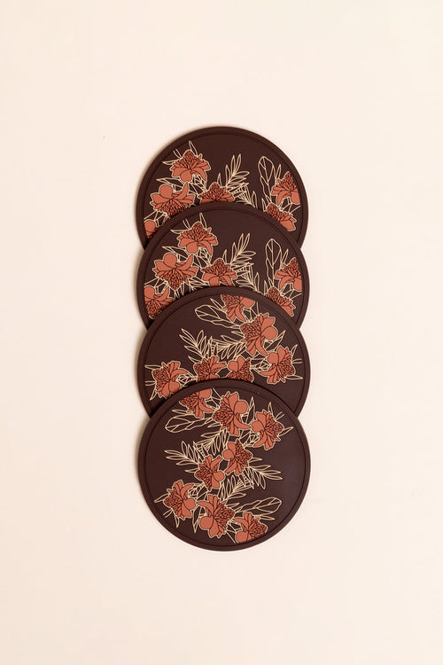 4 Pack Coasters - Teak Ginger Bloom