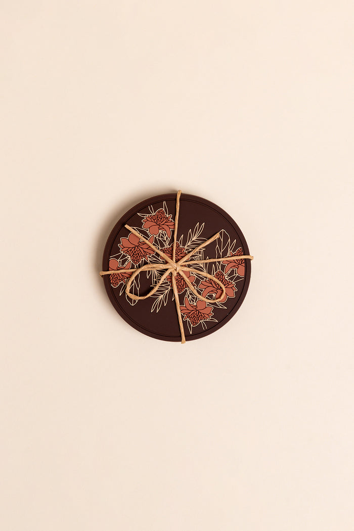 4 Pack Coasters - Teak Ginger Bloom