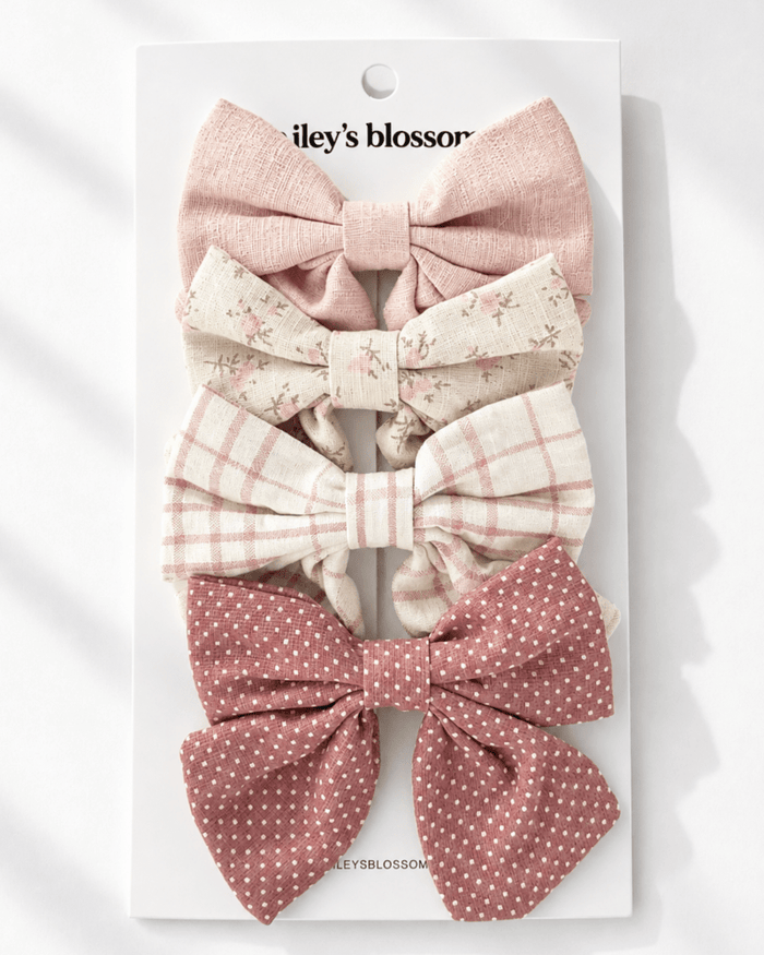 4-Piece Bow Clip Set - Antique Rose product_type - Bailey's Blossoms