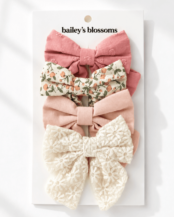 4-Piece Bow Clip Set - Sweet Blossom product_type - Bailey's Blossoms