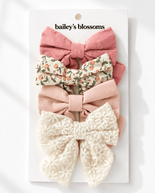4-Piece Bow Clip Set - Sweet Blossom product_type - Bailey's Blossoms
