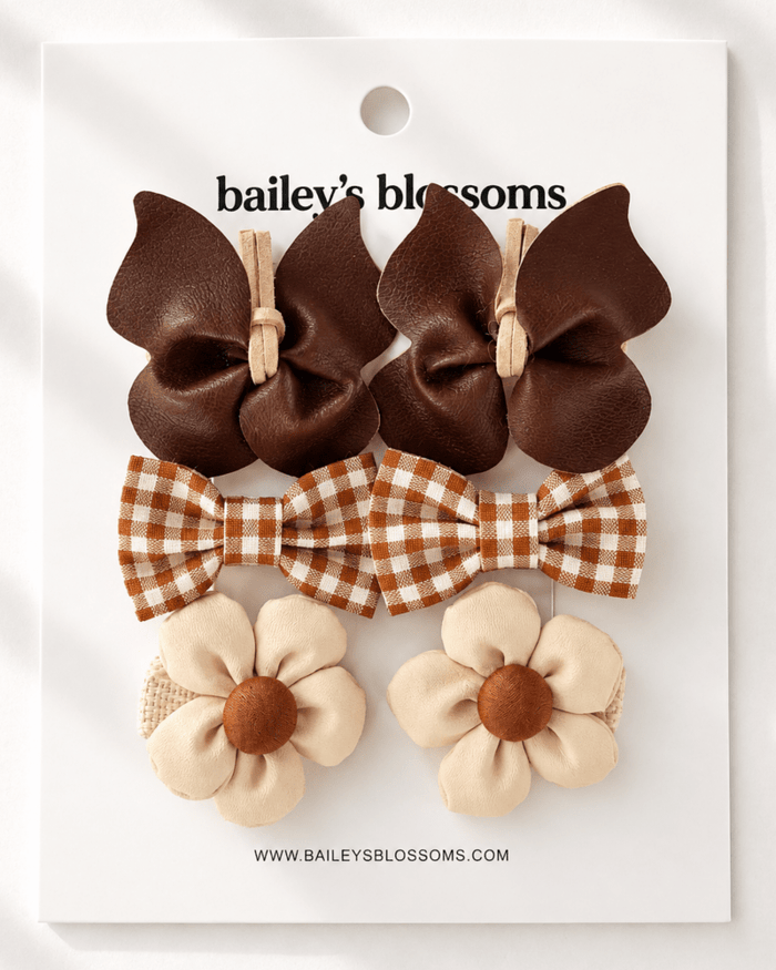 6-Piece Hair Clip Set - Mocha Meadow product_type - Bailey's Blossoms