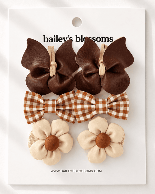 6-Piece Hair Clip Set - Mocha Meadow product_type - Bailey's Blossoms