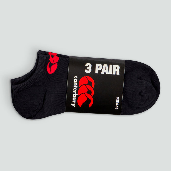 Adult Unisex Trainer Liners 3 Pack Black/Red