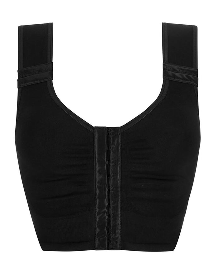 Amoena Lymph Flow Long Wire Free Front Closure Bra - Black
