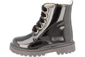 Andanines Black Patent Scalloped Zip Boot
