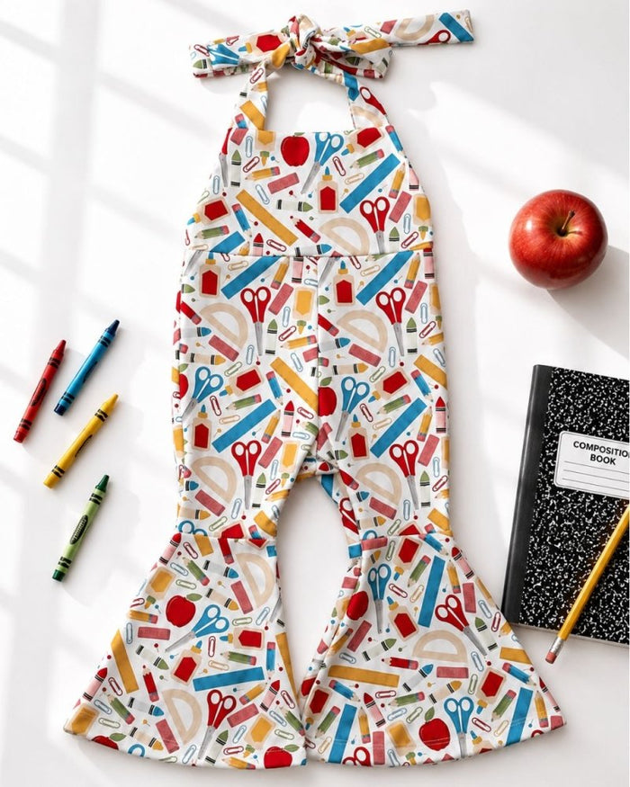 Andi Pleated Bell Bottom Jumpsuit - Little Learner product_type - Bailey's Blossoms
