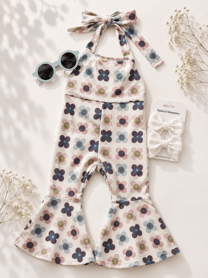 Andi Pleated Bell Bottom Jumpsuit - Petal Patch product_type - Bailey's Blossoms