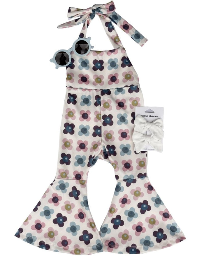Andi Pleated Bell Bottom Jumpsuit - Petal Patch product_type - Bailey's Blossoms