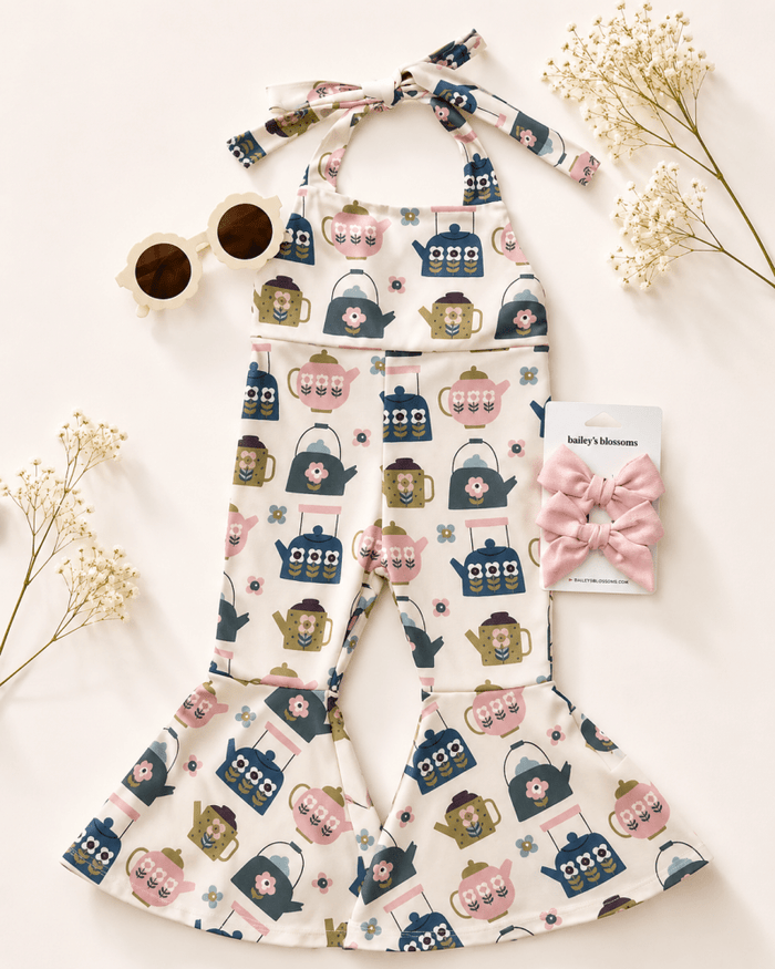Andi Pleated Bell Bottom Jumpsuit - Tea Time product_type - Bailey's Blossoms