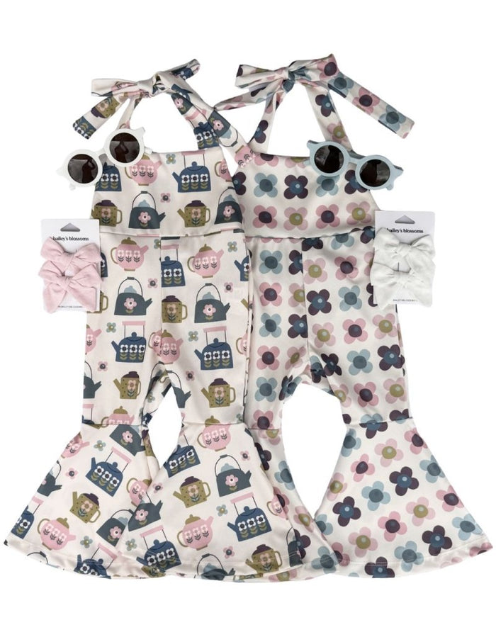 Andi Pleated Bell Bottom Jumpsuit - Tea Time product_type - Bailey's Blossoms