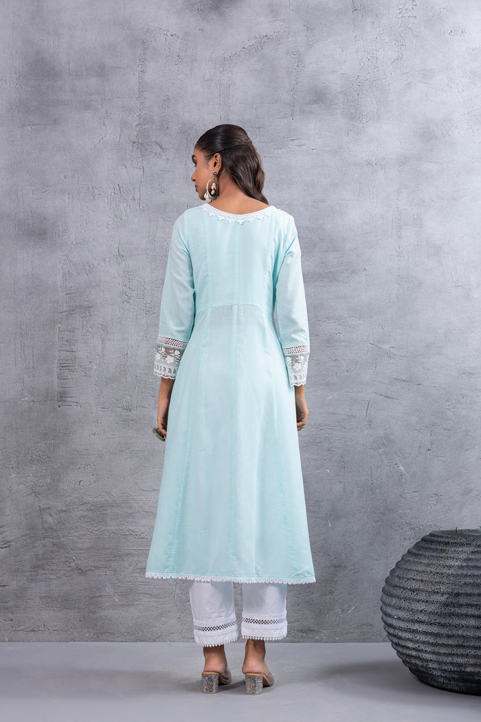 Aqua Lucknowi Chikankari Kurta