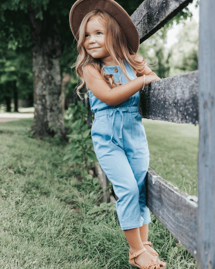 Ari Button Front Denim Jumpsuit - Light Wash #product_type - Bailey's Blossoms