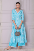 Baby Blue Lace Embroidered Kurta Set
