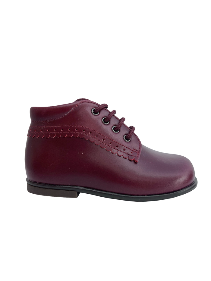 Beberlis Bordeaux Scalloped Baby Bootie