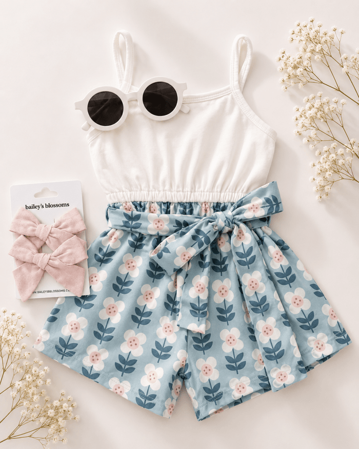 Betty Camisole Romper - Floral Sky product_type - Bailey's Blossoms