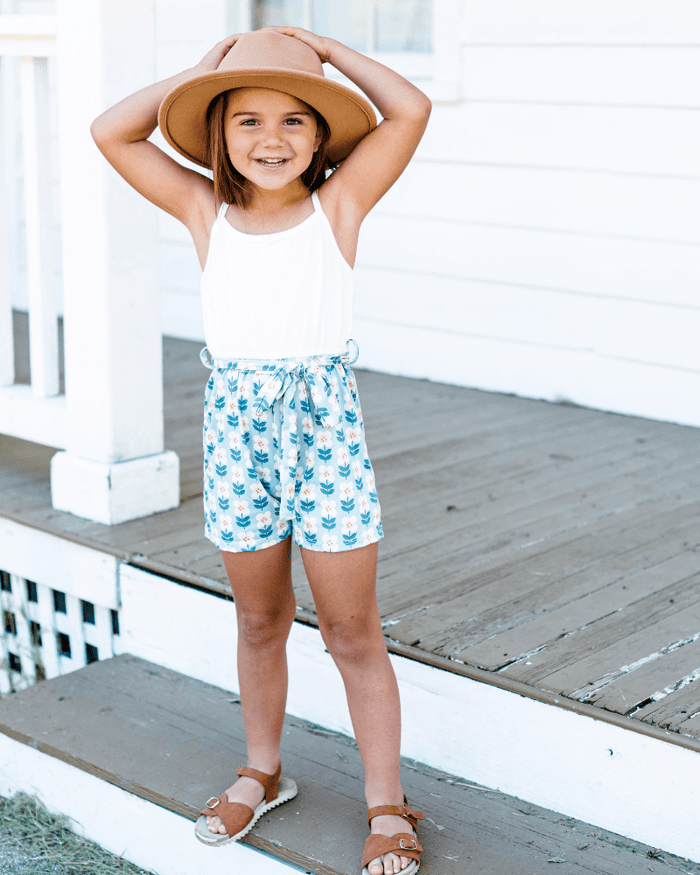 Betty Camisole Romper - Floral Sky product_type - Bailey's Blossoms
