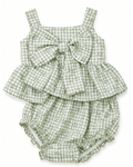 Birdie Bow Front Top & Bloomer Set - Antique Rosette Gingham product_type - Bailey's Blossoms