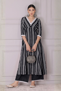 Black Lace Embroidered Kurta Set