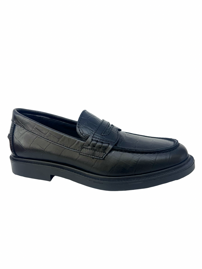 Blublonc Black Croc Penny Loafer