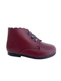 Blublonc Burgundy Scalloped Baby Bootie