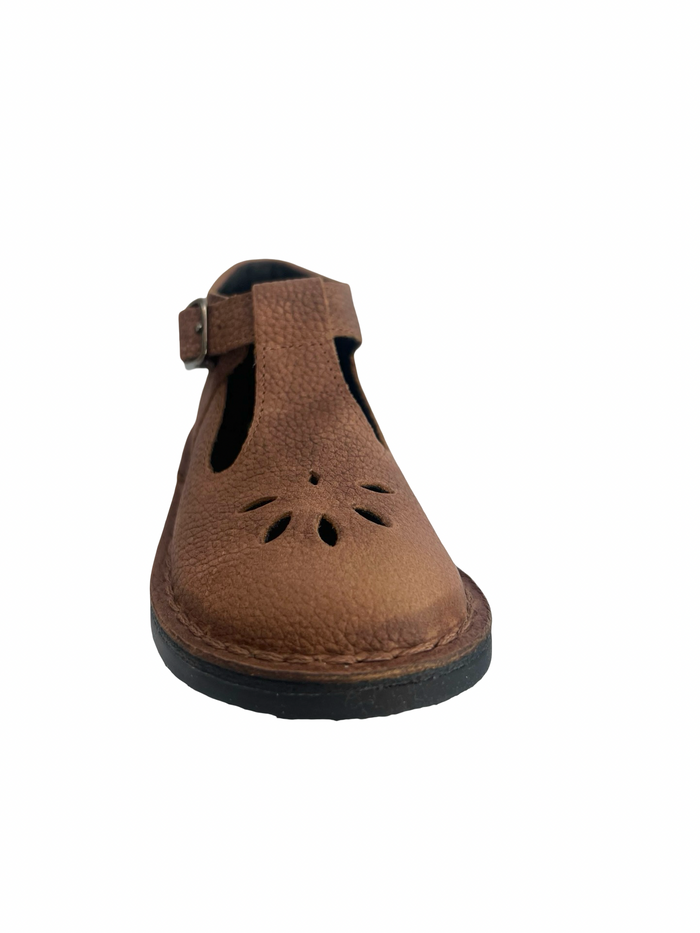 Blublonc Light Brown Pebbled Baby T Strap