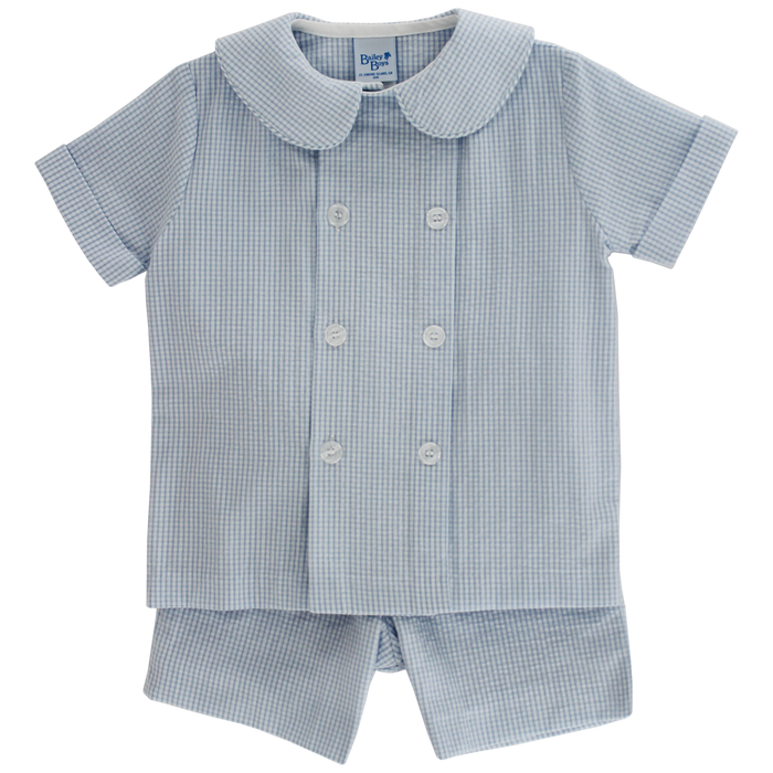 Blue Check Seersucker - Dressy Short Set