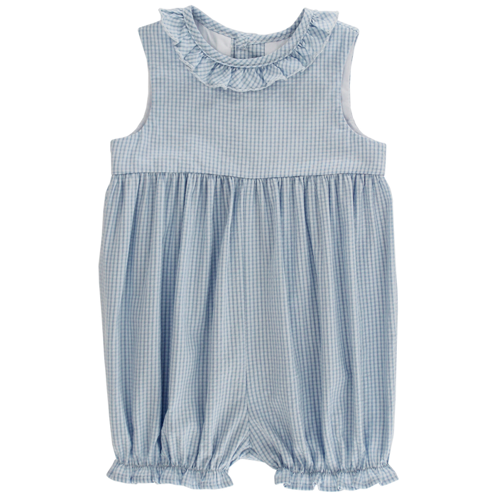 Blue Check Seersucker - Romper Short