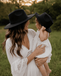 Bordeaux Flat Brim Mommy & Me Hat - Black product_type - Bailey's Blossoms