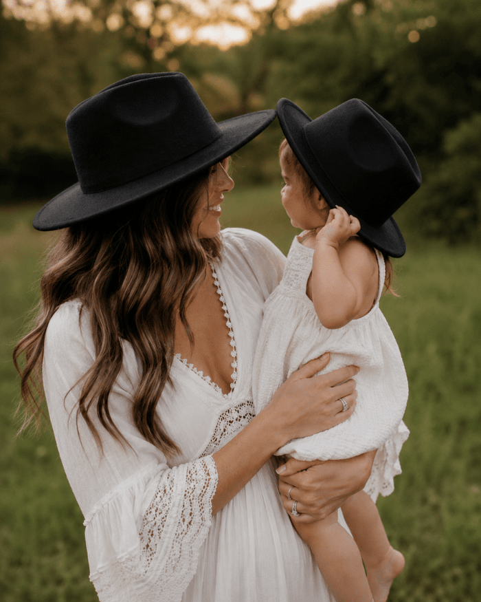 Bordeaux Flat Brim Mommy & Me Hat - Black product_type - Bailey's Blossoms