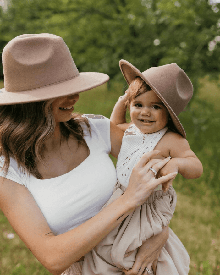 Bordeaux Flat Brim Mommy & Me Hat - Mocha product_type - Bailey's Blossoms