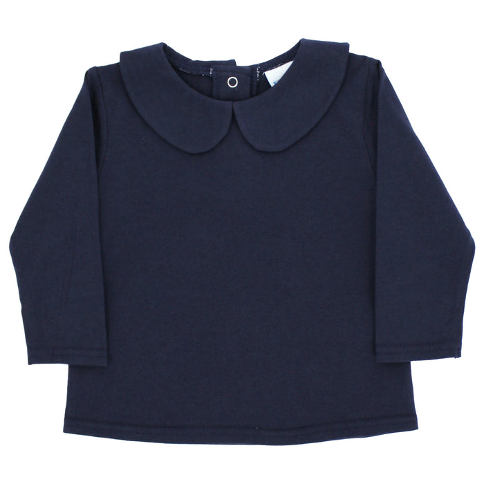 Boys Peter Pan Shirt - Navy Knit