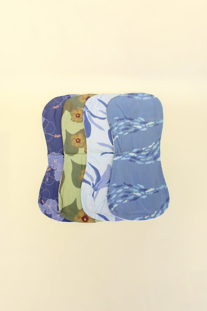 Burp Cloth 4 Pack	- Bluebird Fish Wave