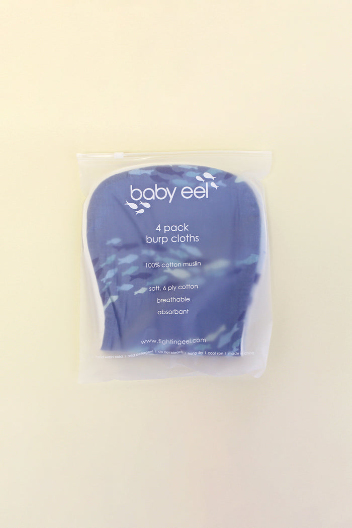 Burp Cloth 4 Pack	- Bluebird Fish Wave