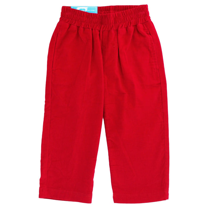 Charlie Pull On Pant - Christmas Red Corduroy