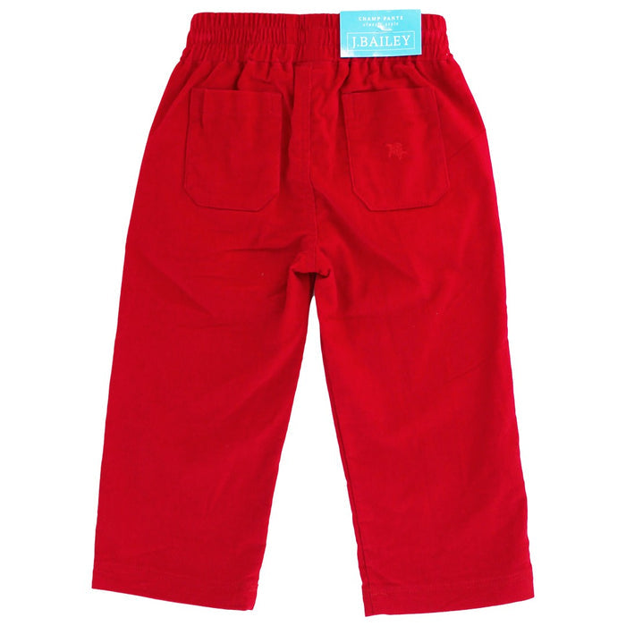 Charlie Pull On Pant - Christmas Red Corduroy