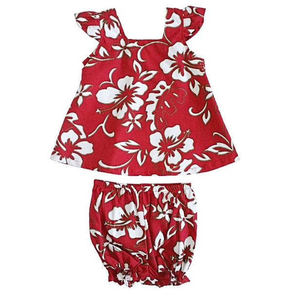 Classic Hibiscus Girls Cap Sleeve Set