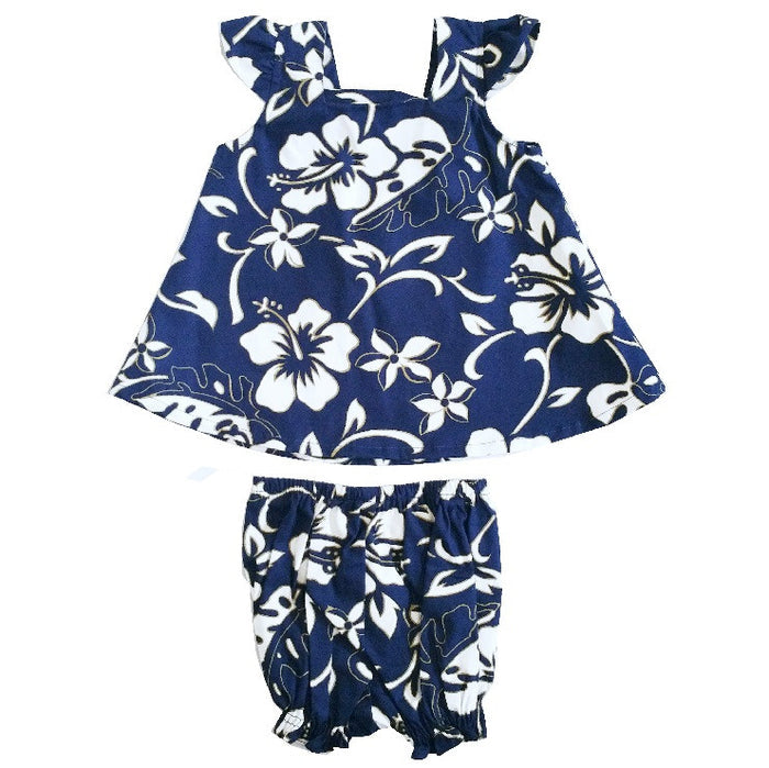 Classic Hibiscus Girls Cap Sleeve Set