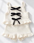 Colette Peplum Bow Front Two-Piece Set - Antique Cream product_type - Bailey's Blossoms