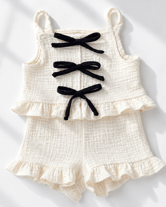 Colette Peplum Bow Front Two-Piece Set - Antique Cream product_type - Bailey's Blossoms