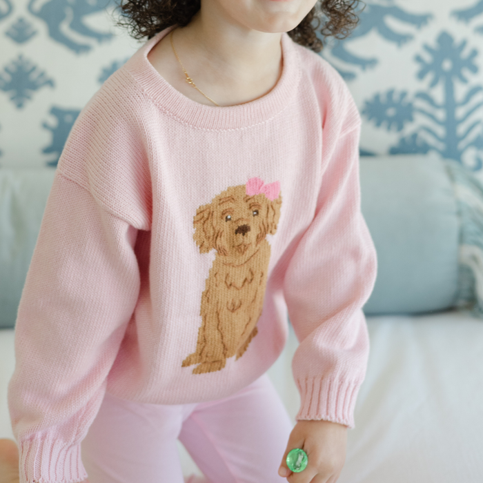 Crew Neck Sweater - Doodle on Pink