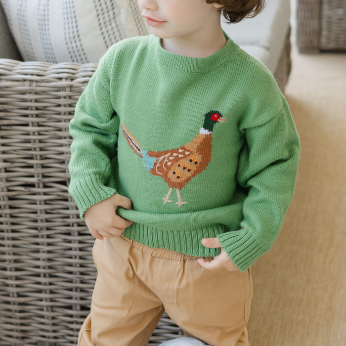 Crew Neck Sweater - Pheasant on Sage
