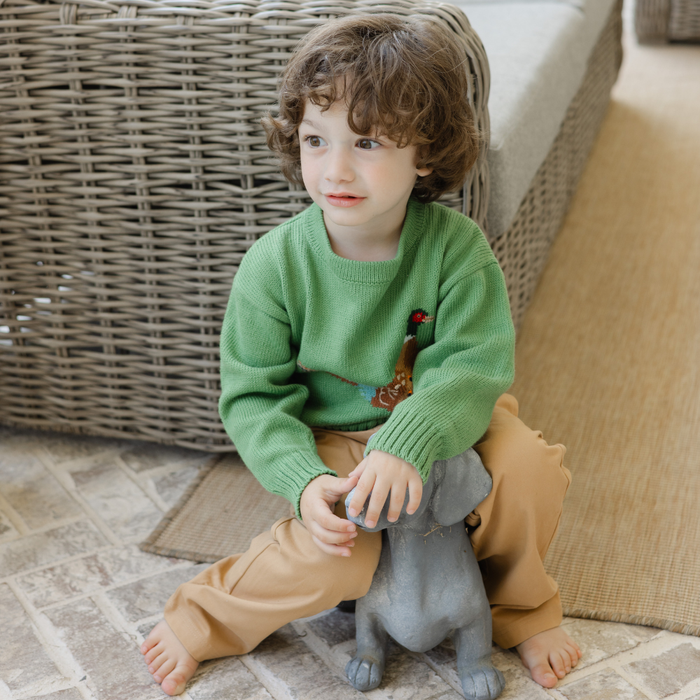 Crew Neck Sweater - Pheasant on Sage