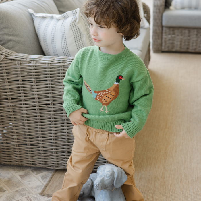 Crew Neck Sweater - Pheasant on Sage