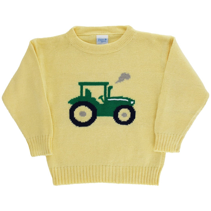 Crew Neck Sweater - Tractor on Yellow