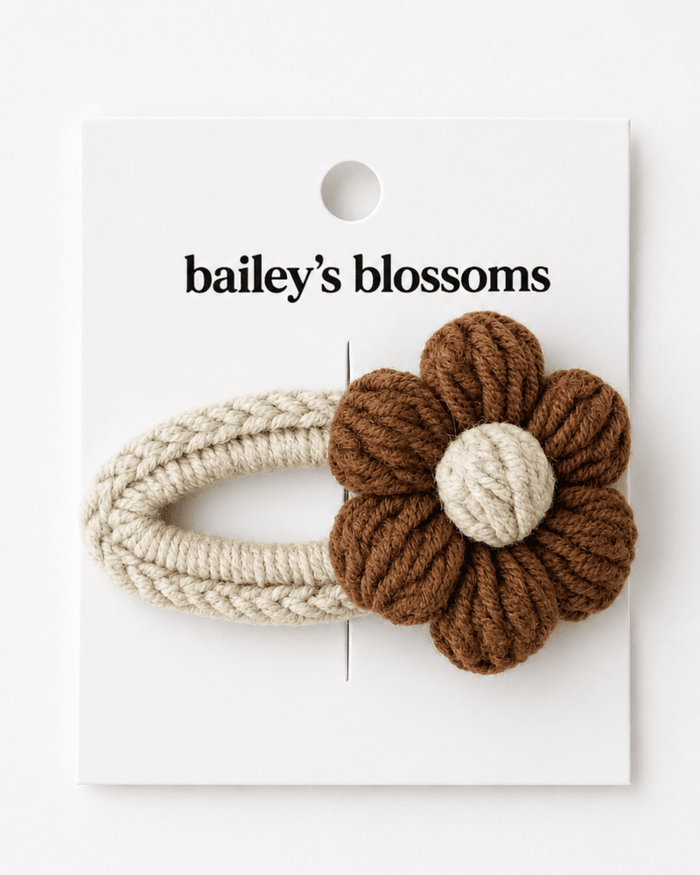 Crochet Daisy Clip - Mocha product_type - Bailey's Blossoms