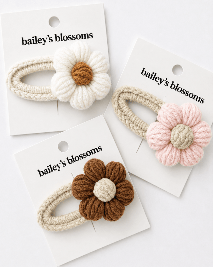 Crochet Daisy Clip - Pink product_type - Bailey's Blossoms