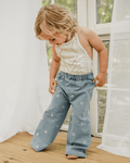 Daisy Mae Wide Leg Embroidered Jean - Light Wash product_type - Bailey's Blossoms